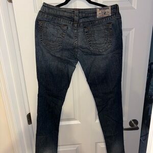 True Religion Dark Wash Jeans Women Size 30 Low Rise Y2K Flap Pocket